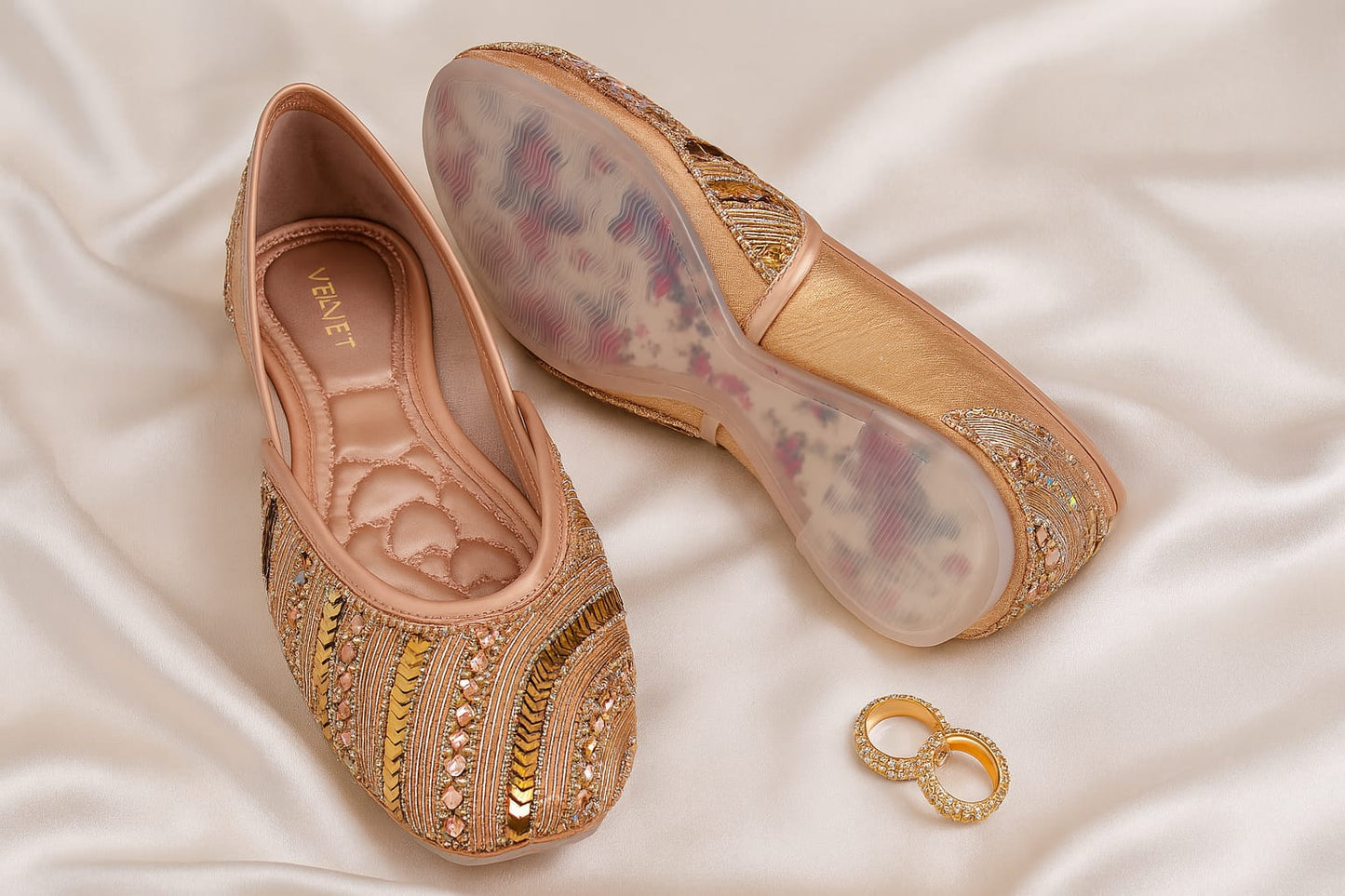 Velvet Golden Embellished Women’s Jutti – Bridal &  Partywear Footwear  (FZ05)