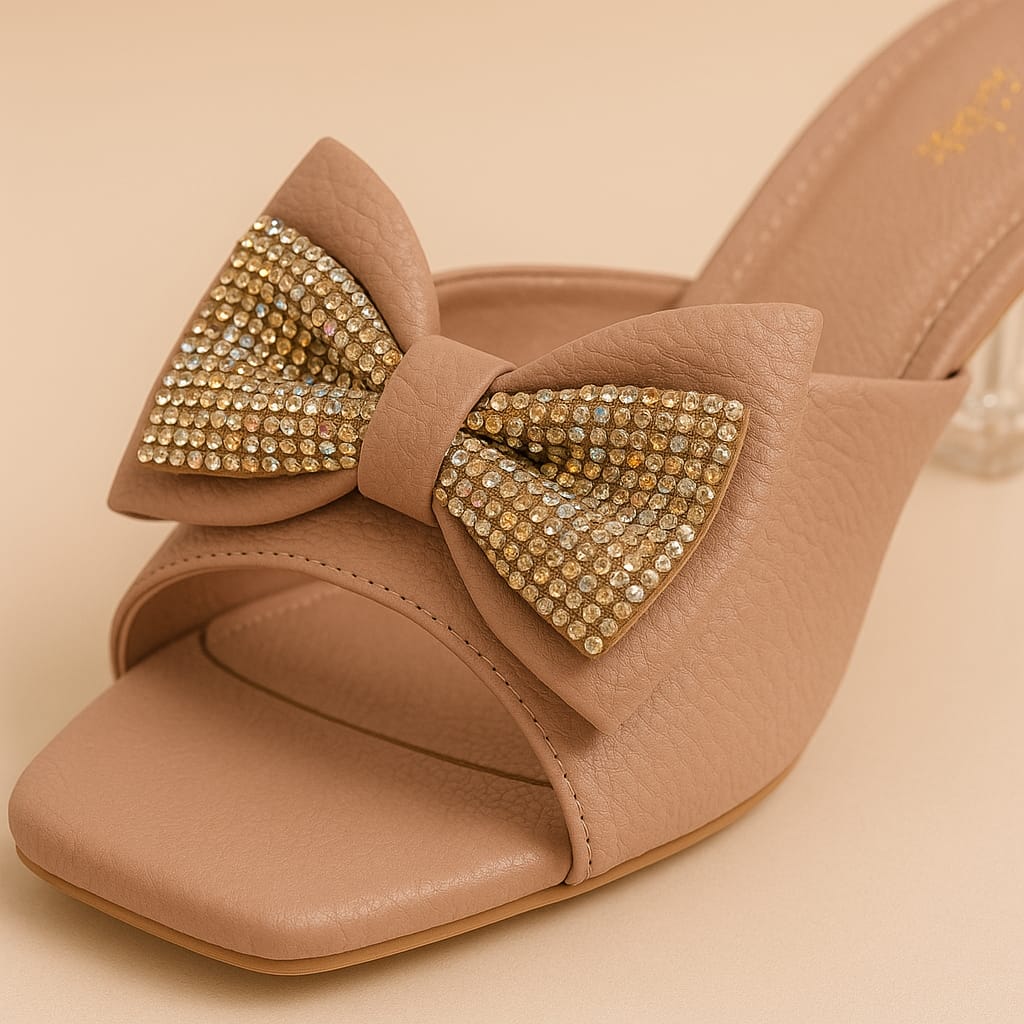 Elegant Slide Heels with Embellished Bow (LC-185)