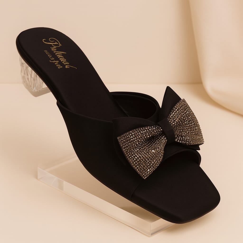Elegant Slide Heels with Embellished Bow (LC-185)