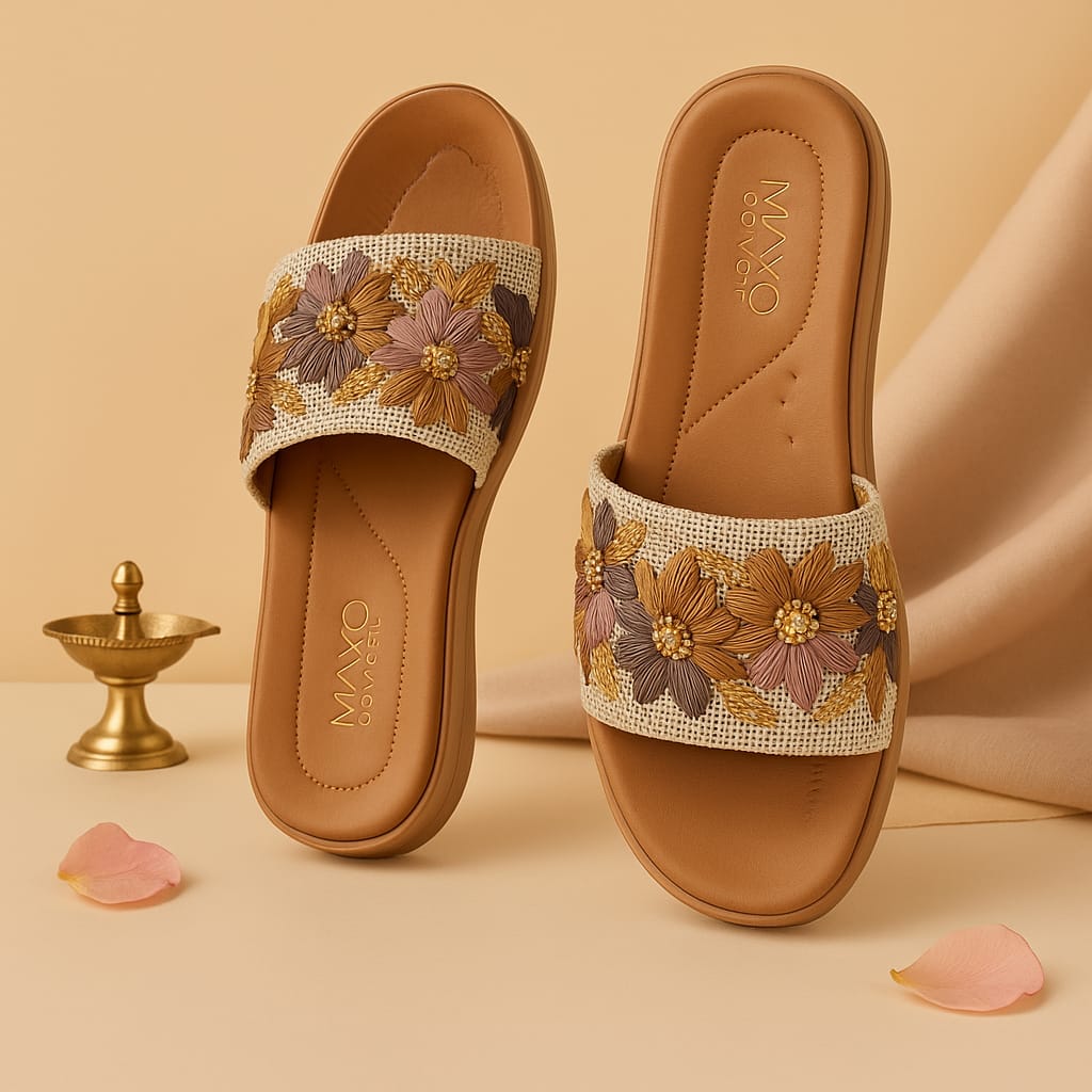 Mayo Comfort Women's Embroidered Slip-On Flats β Floral Ethnic Collection (1002)