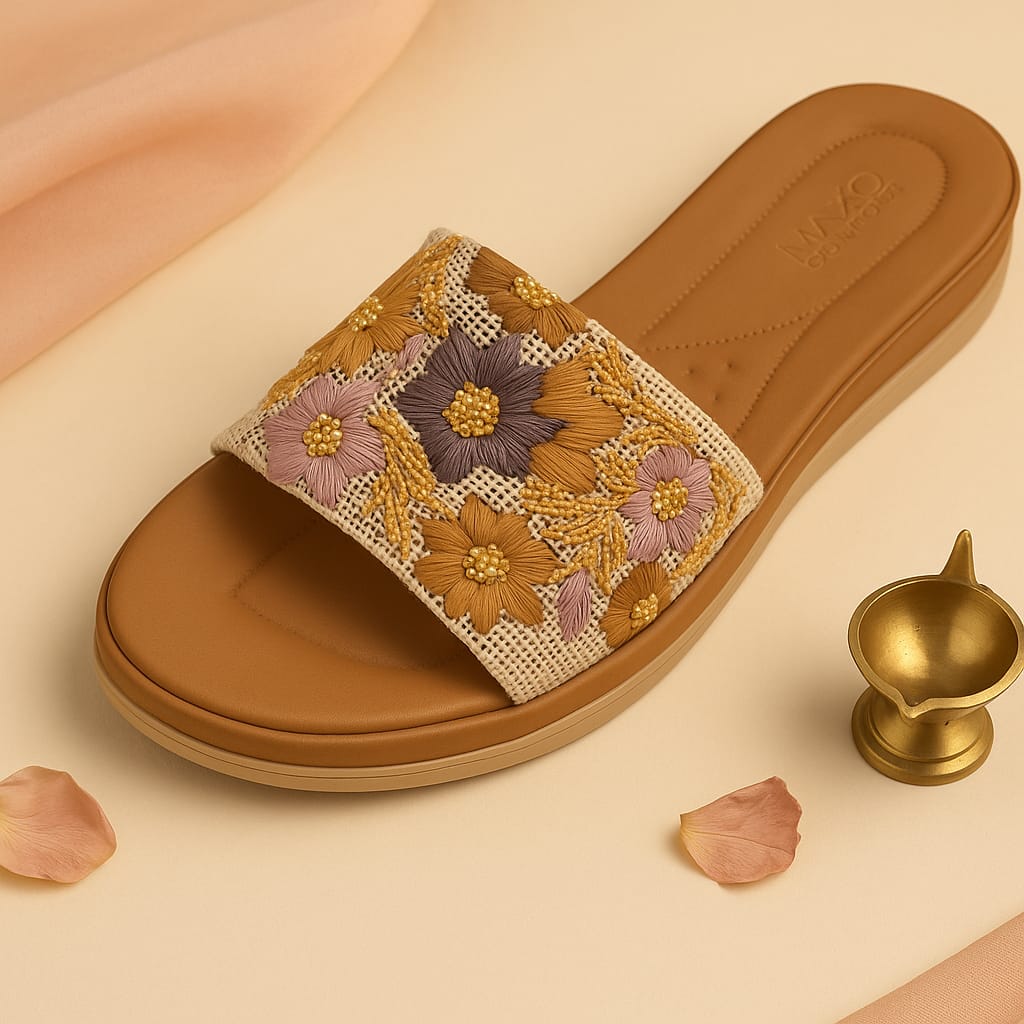 Mayo Comfort Women's Embroidered Slip-On Flats β Floral Ethnic Collection (1002)