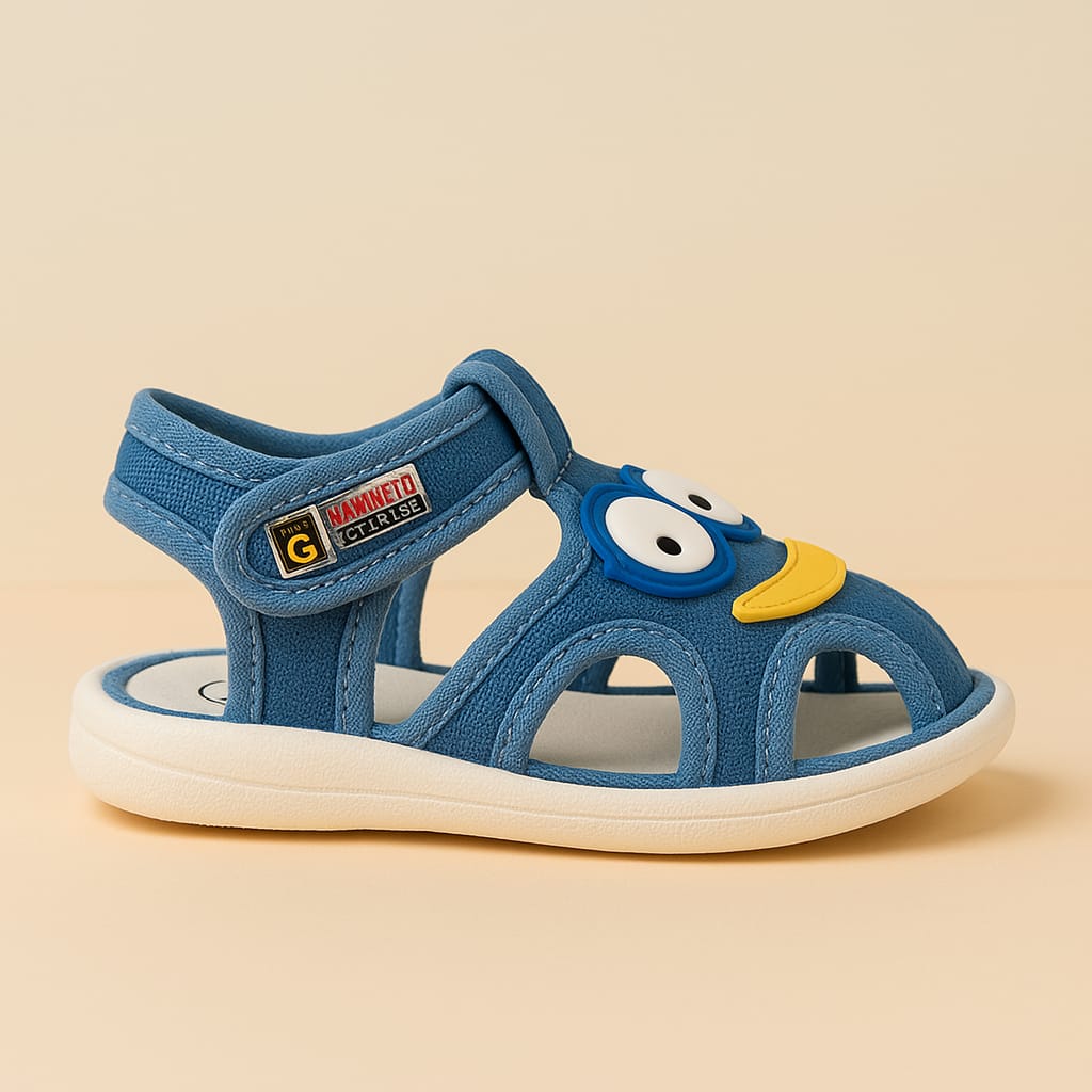Blue Cartoon Face Kids Sandals – Soft & Fun Summer Footwear (KS-B815)
