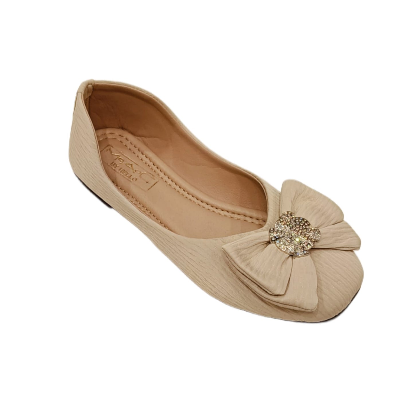 Kids’ Party Wear Ballerina Belly Shoes with Bow & Sparkling Stone Embellishment (KB-038)