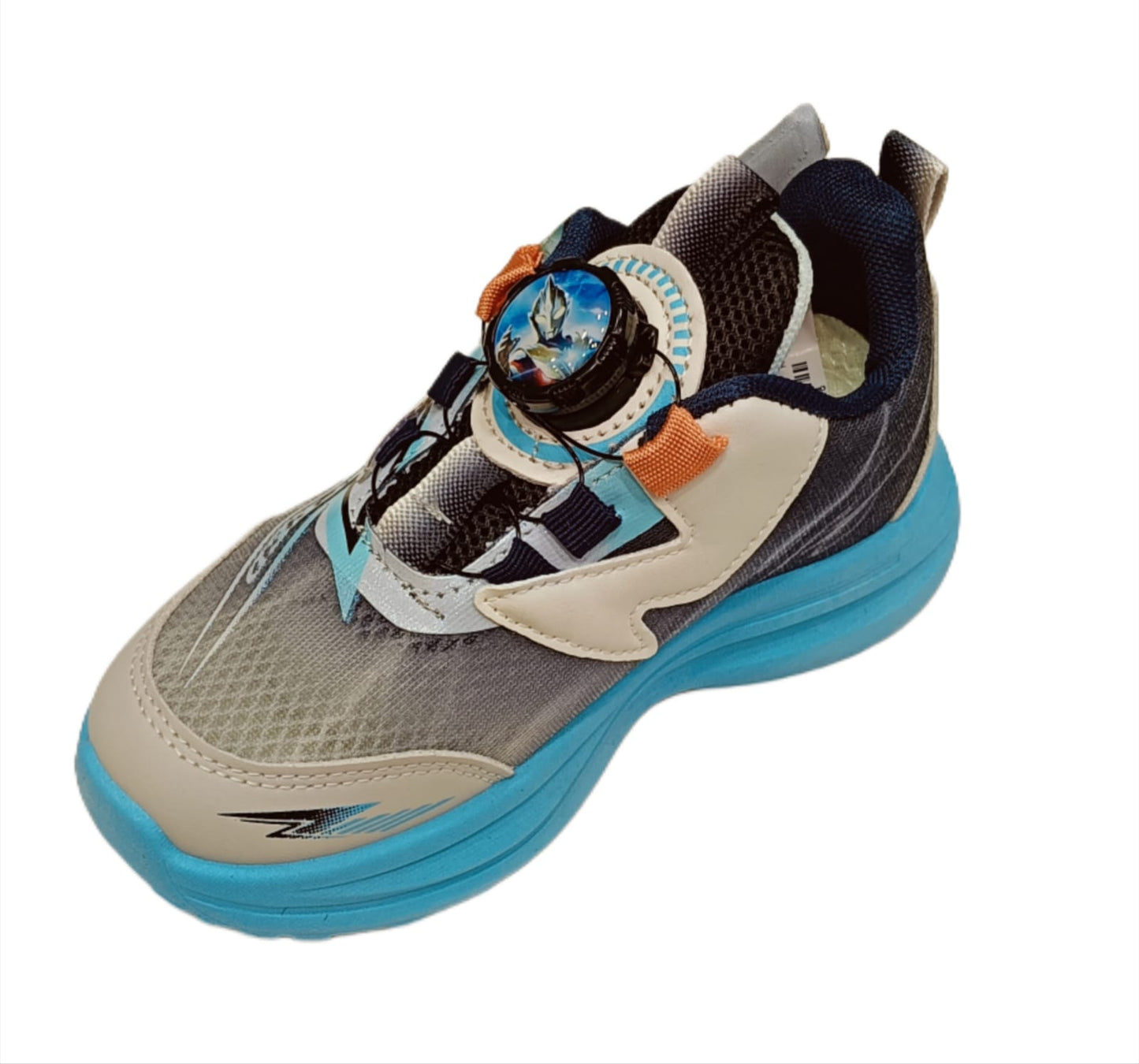 Kids’ Cartoon-Themed Sports Sneakers – Grey & Blue Mesh Casual Shoes with Dial Closure (SS-A806)