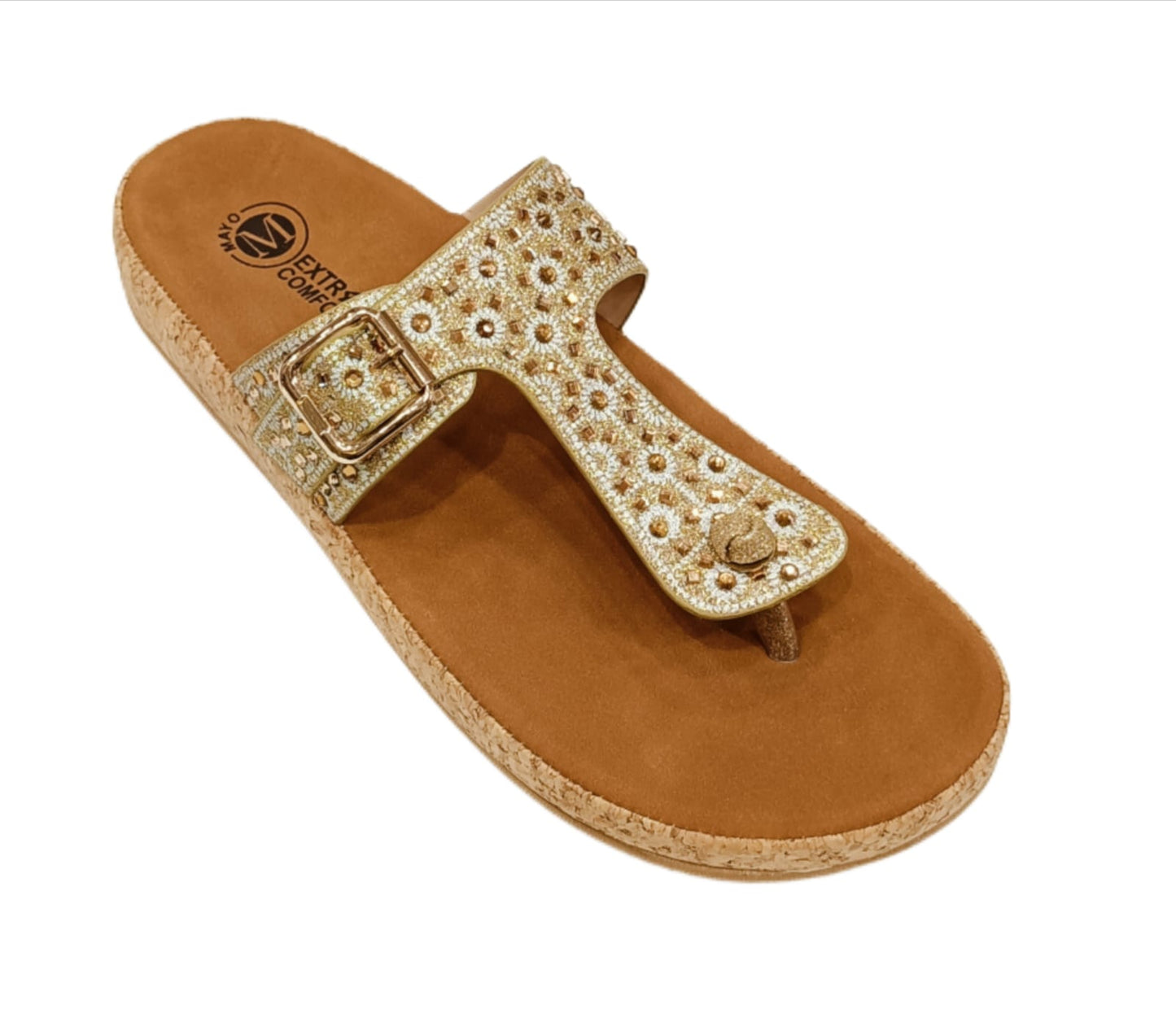 Women’s Embellished Toe-Ring Sandals with Cork Comfort Sole(LC-33044)