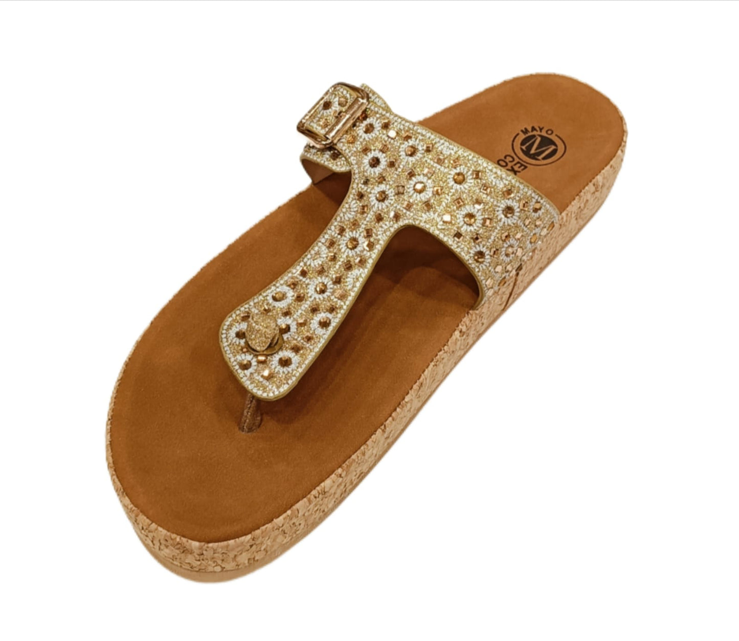 Women’s Embellished Toe-Ring Sandals with Cork Comfort Sole(LC-33044)
