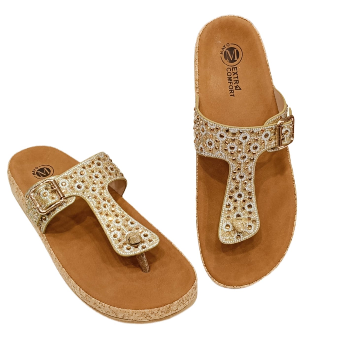 Women’s Embellished Toe-Ring Sandals with Cork Comfort Sole(LC-33044)