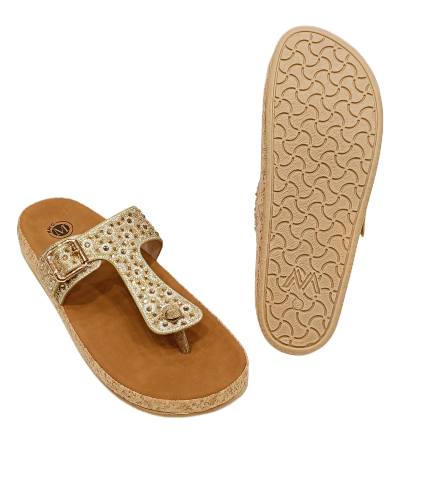 Women’s Embellished Toe-Ring Sandals with Cork Comfort Sole(LC-33044)