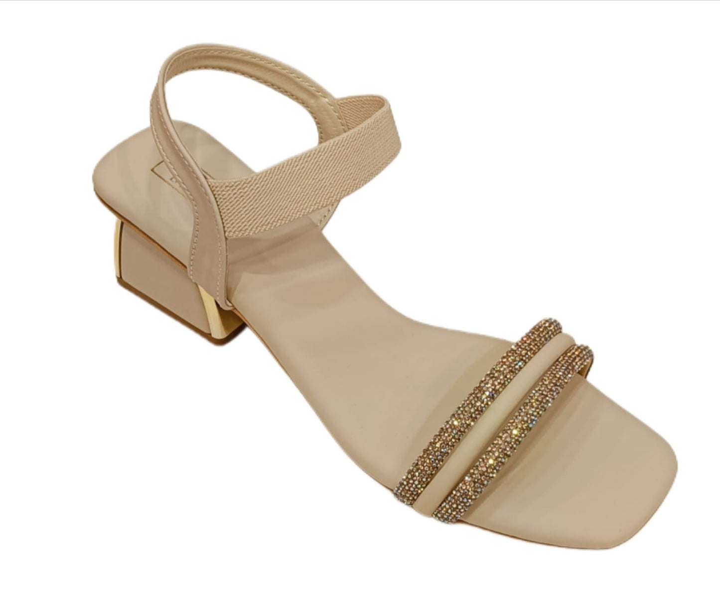 Mac by Hello Women’s Block Heel Sandals with Dual Crystal Strap (LC-536)