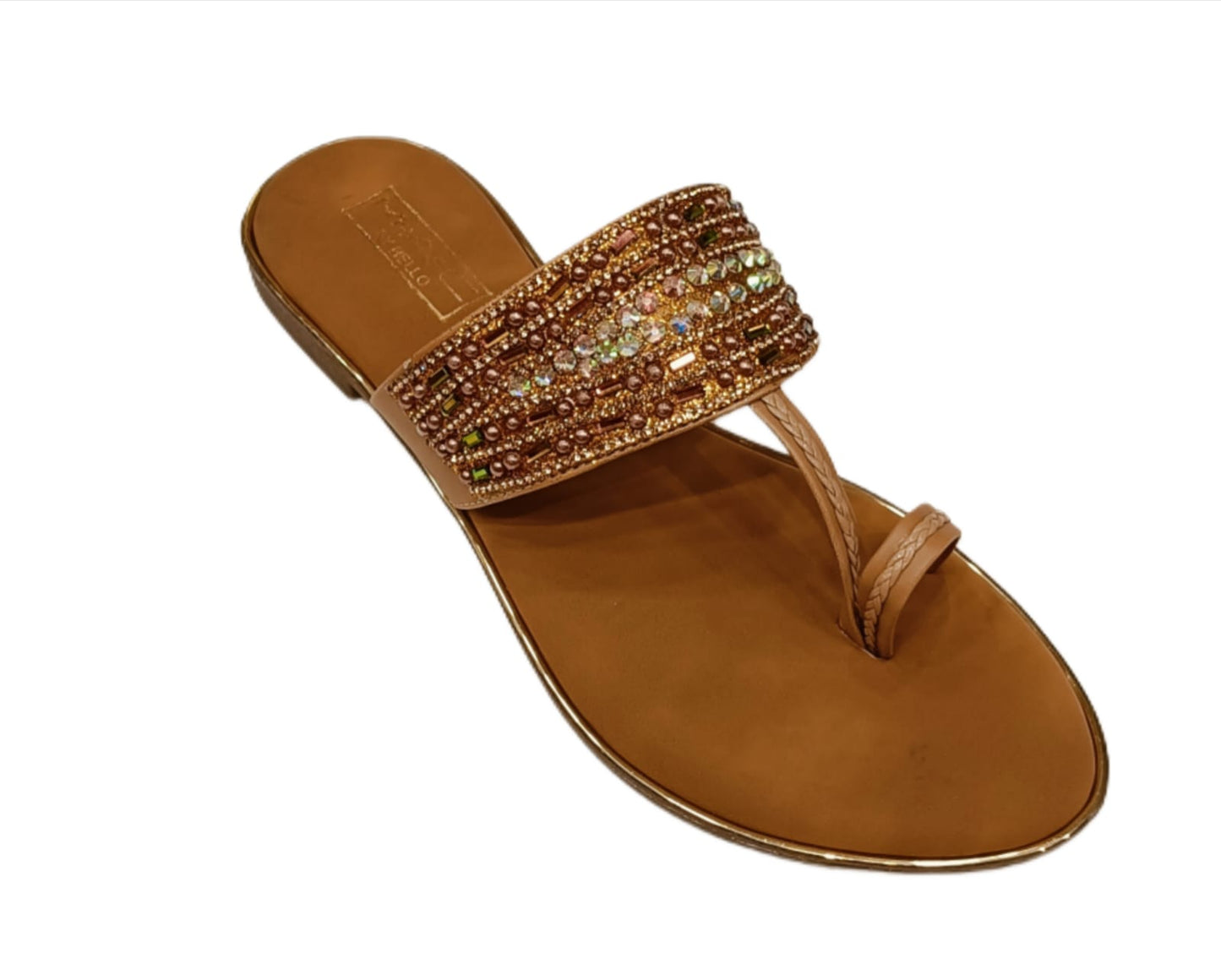 Women’s Embellished Ethnic Kolhapuri Flats with Toe Ring Strap (LC-771)