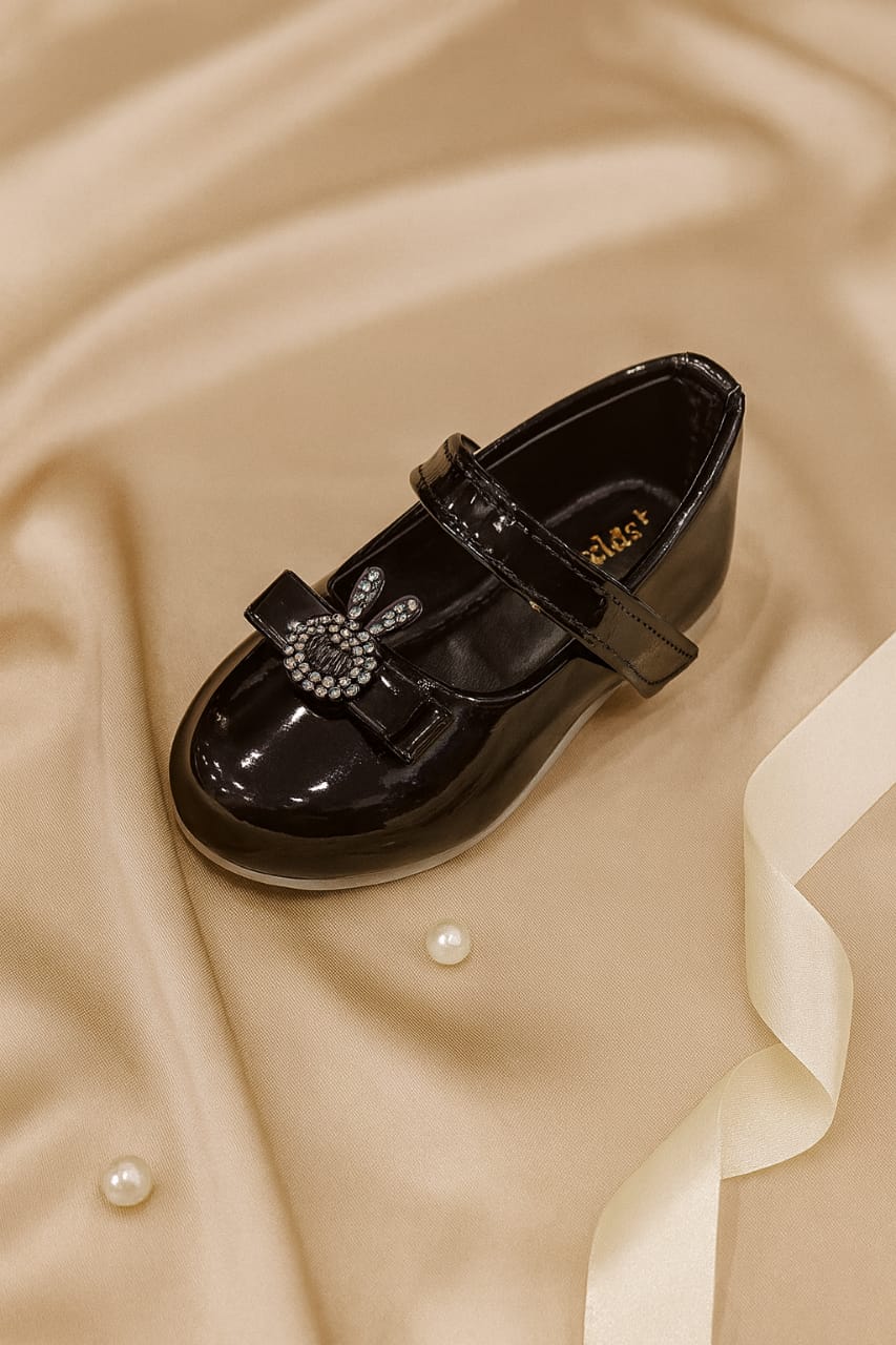 Baby Girls’ Glossy Bunny Embellished Ballerina Shoes (KB-036)