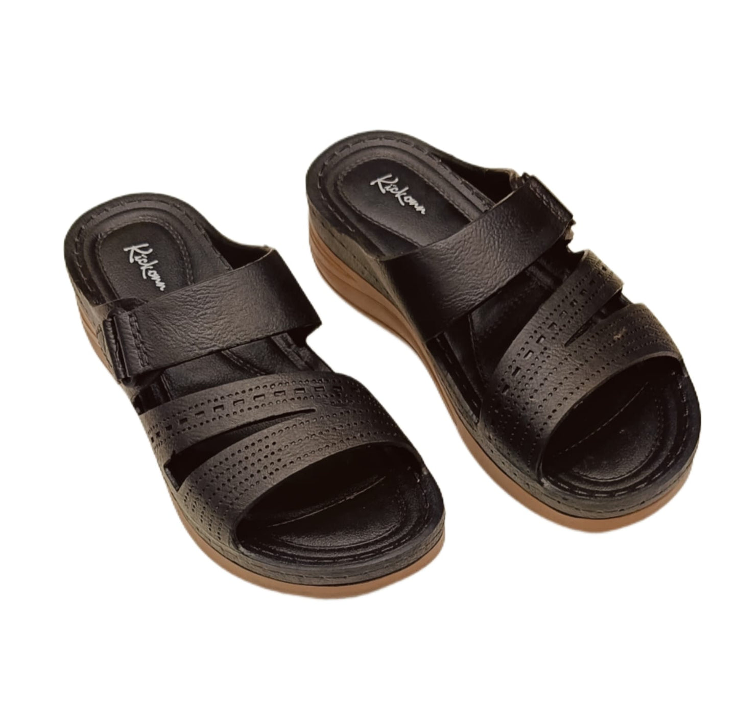 Women’s Comfortable Slip-On Sandals with Perforated Design & Low Wedge Sole – Everyday Casual Footwear (KKN-008)