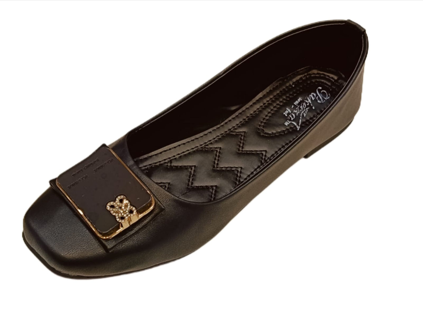 Premium Square Toe Ballerina Flats with Crystal Buckle for Women (LB-2006)