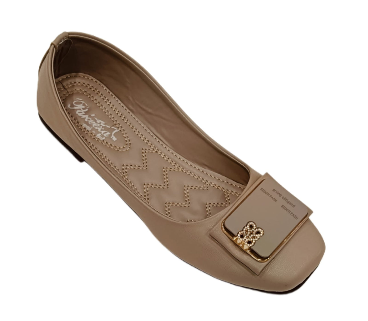 Premium Square Toe Ballerina Flats with Crystal Buckle for Women (LB-2006)