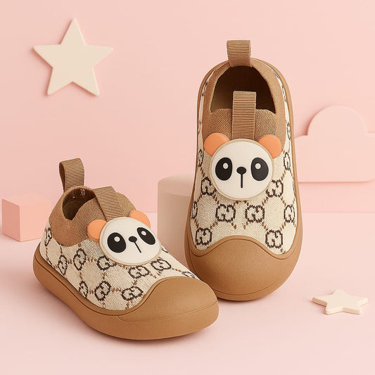 Cute Bear Face Printed Slip-On Shoes for Kids – Soft Sole Breathable Casual Footwear (KS-2501)