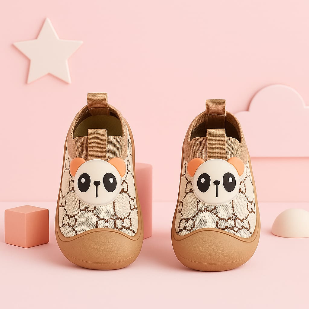 Cute Bear Face Printed Slip-On Shoes for Kids – Soft Sole Breathable Casual Footwear (KS-2501)
