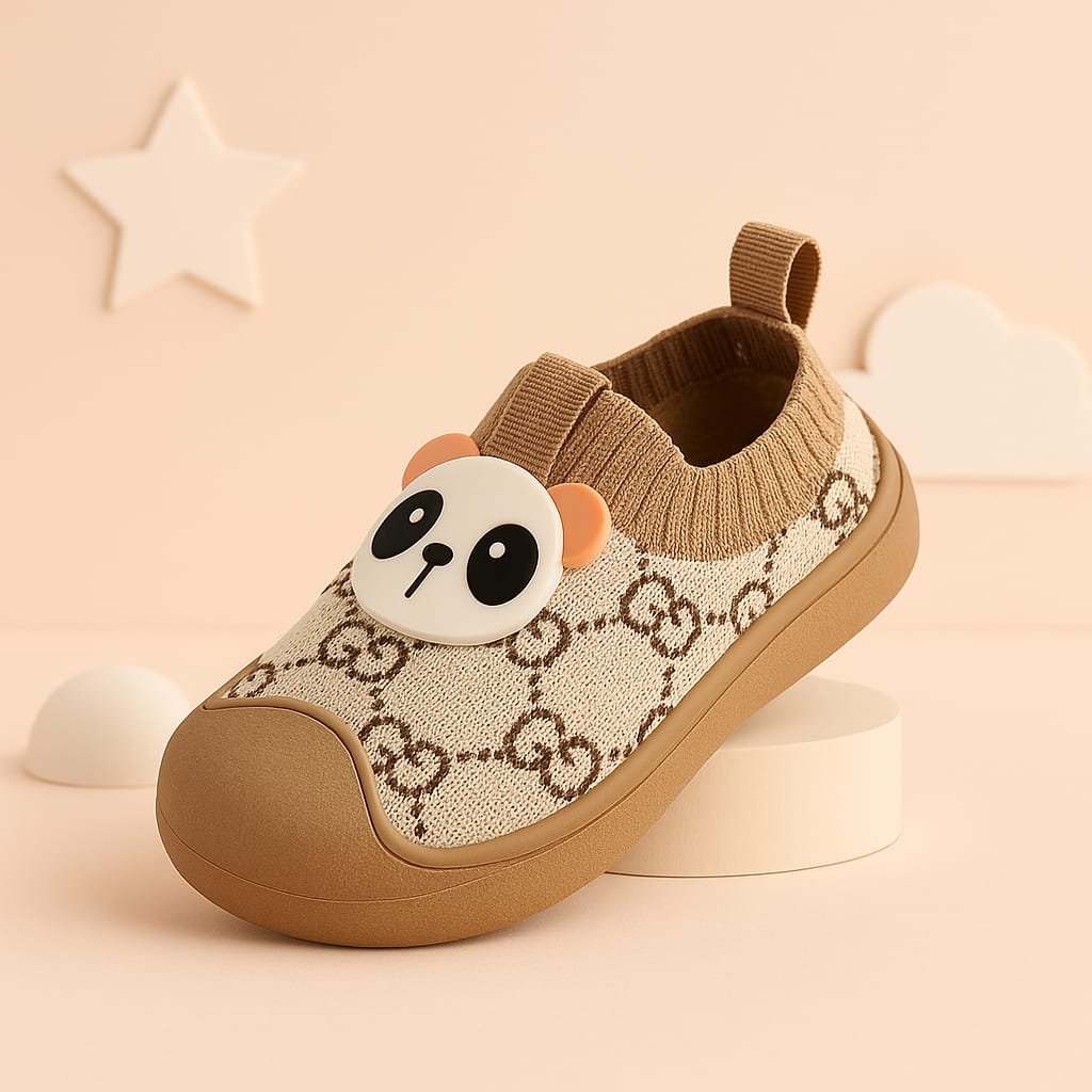 Cute Bear Face Printed Slip-On Shoes for Kids – Soft Sole Breathable Casual Footwear (KS-2501)