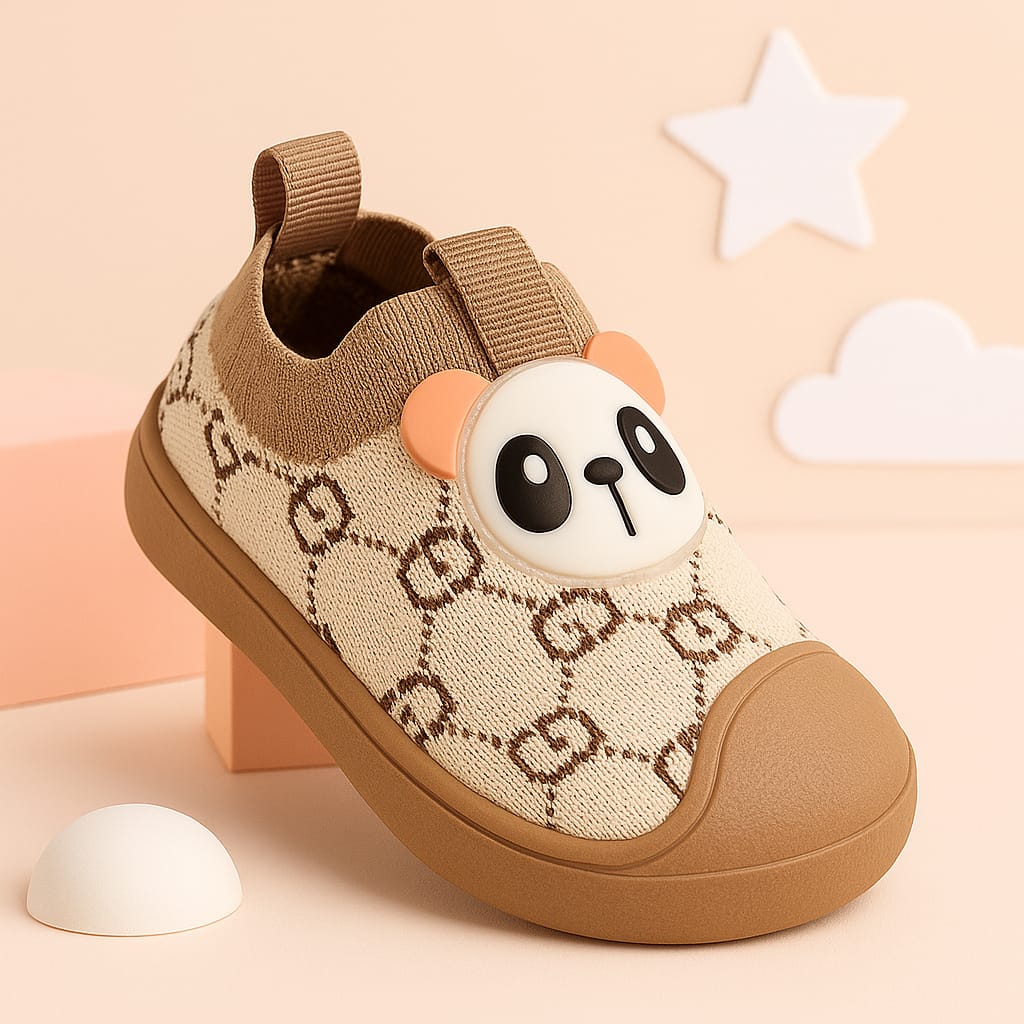 Cute Bear Face Printed Slip-On Shoes for Kids – Soft Sole Breathable Casual Footwear (KS-2501)