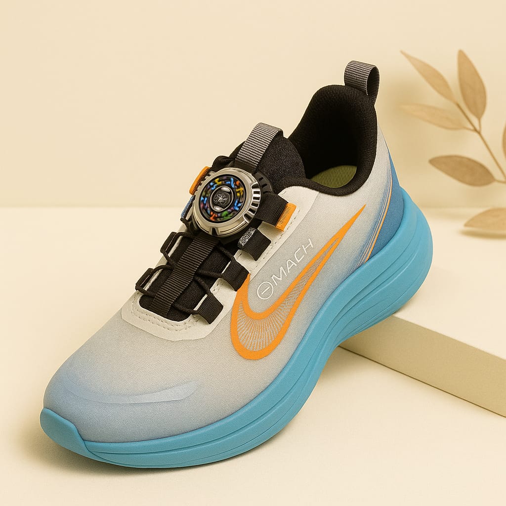 Kids’ Blue & orange Sports Running Shoes with Smart Dial Lock (SS-9908)