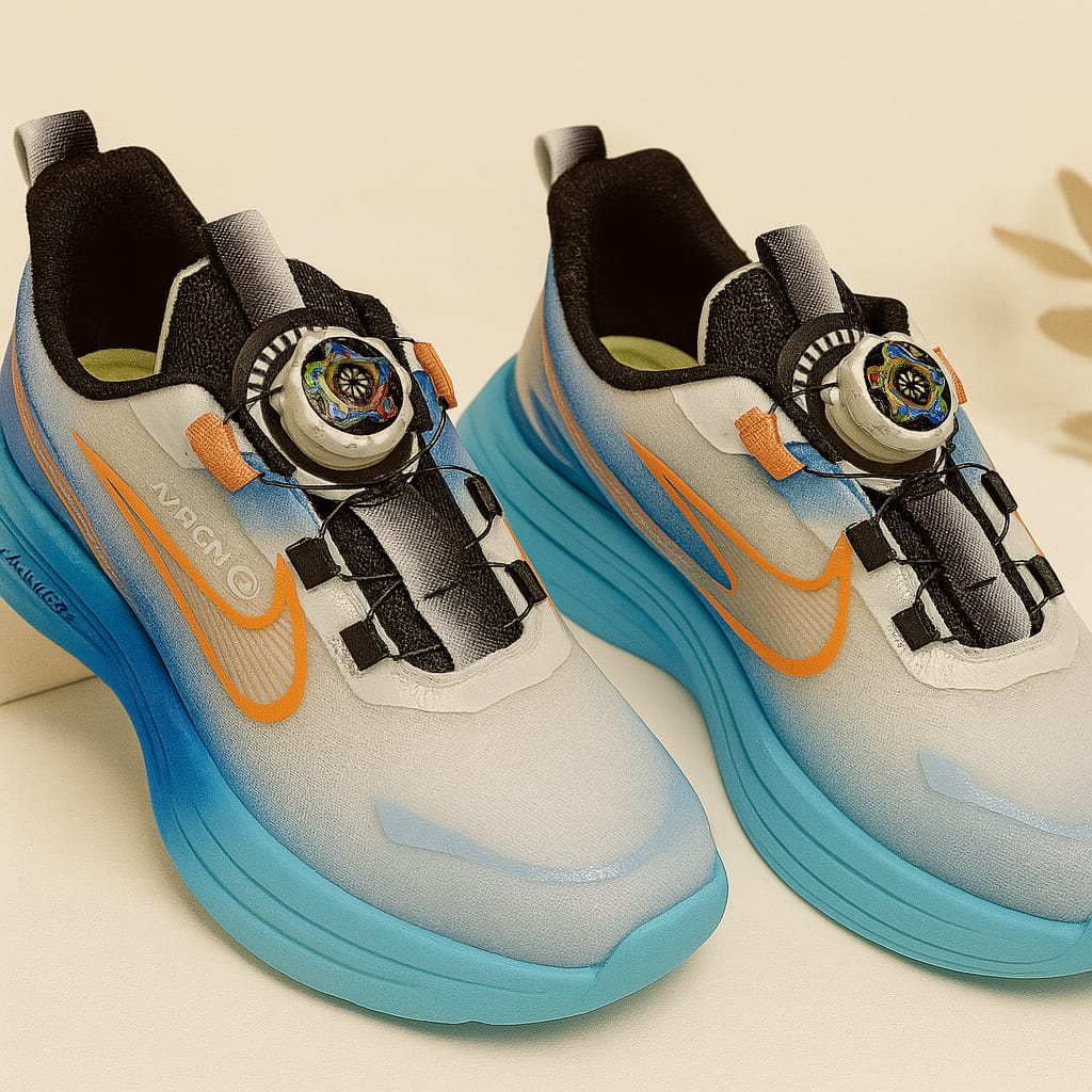 Kids’ Blue & orange Sports Running Shoes with Smart Dial Lock (SS-9908)