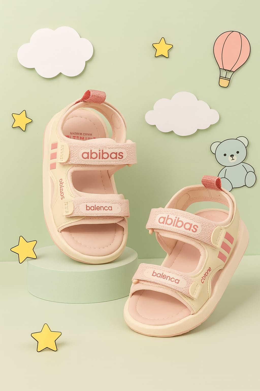 Pink Abibas Balenca Kids Comfort Sandals (KS-YS53)