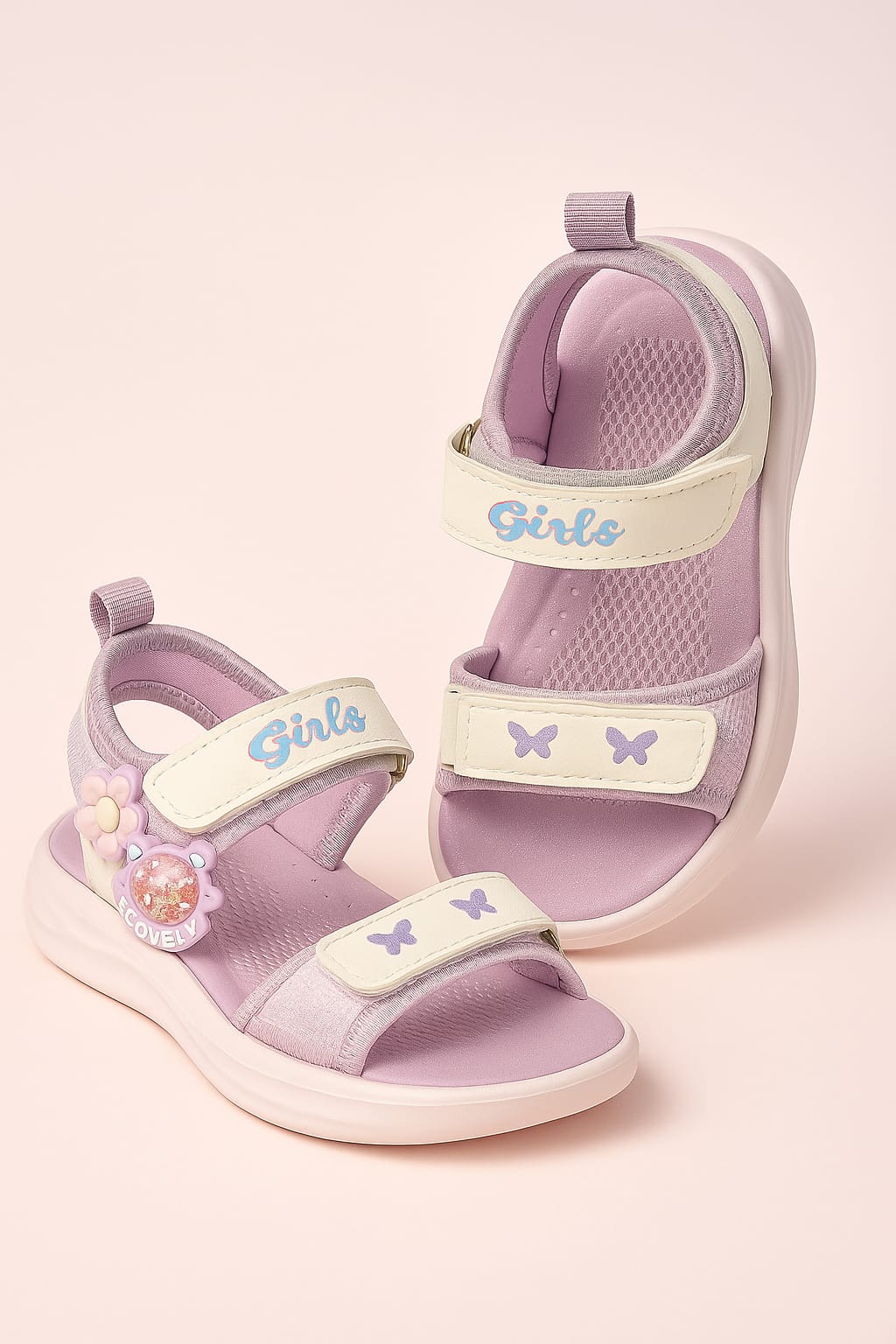 Girls’ Cute Cartoon Design Lightweight Velcro Sandals (KS-3509)
