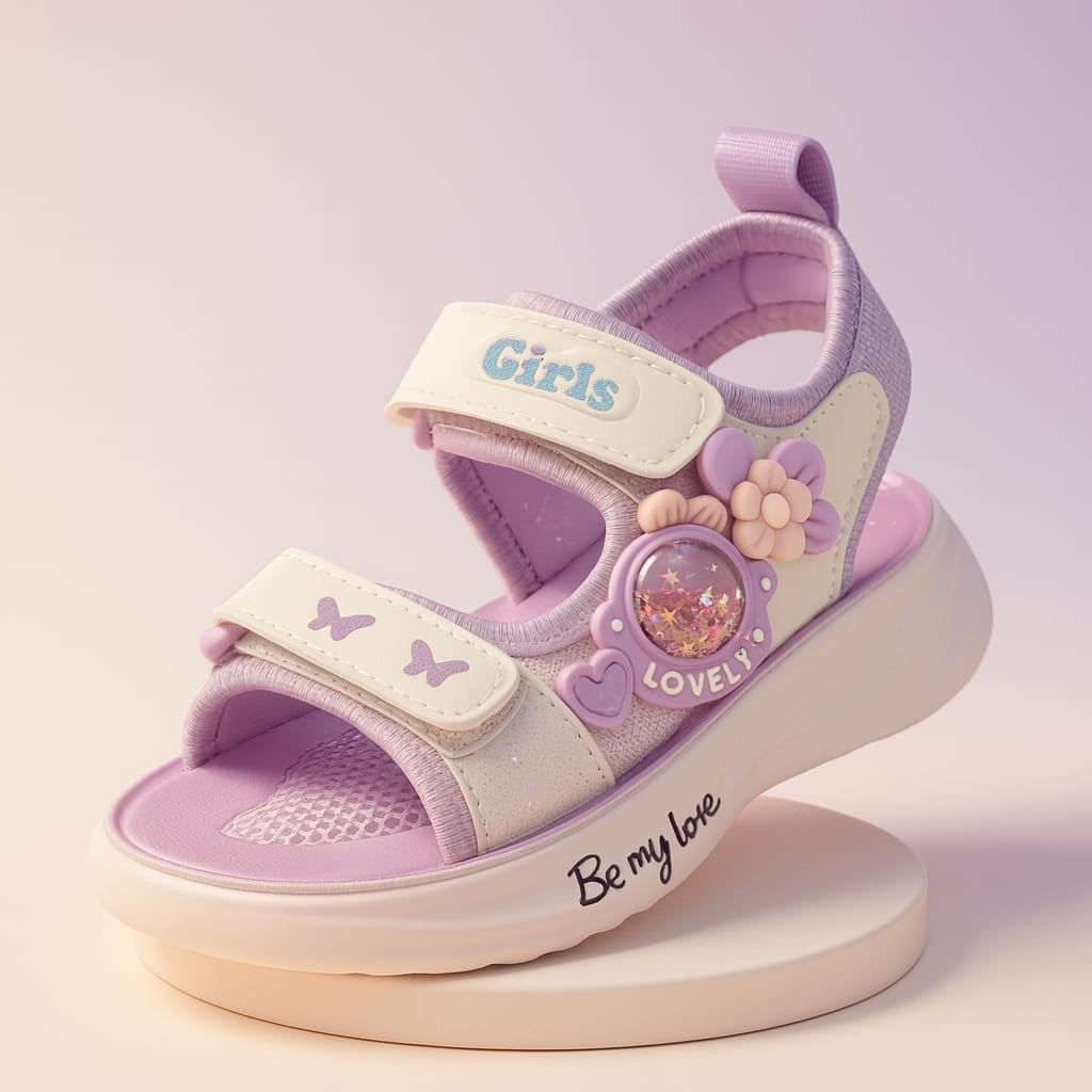 Girls’ Cute Cartoon Design Lightweight Velcro Sandals (KS-3509)