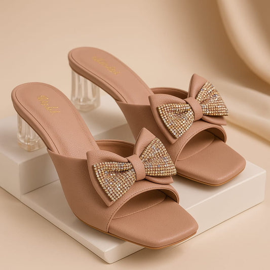 Elegant Slide Heels with Embellished Bow (LC-185)