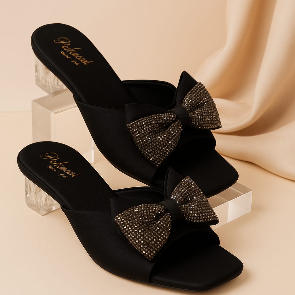 Elegant Slide Heels with Embellished Bow (LC-185)
