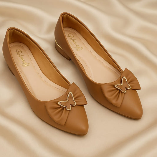 Elegant Butterfly Bow Pointed Toe Flats for Women – Stylish & Comfortable Office and Party Wear (LB-2003)