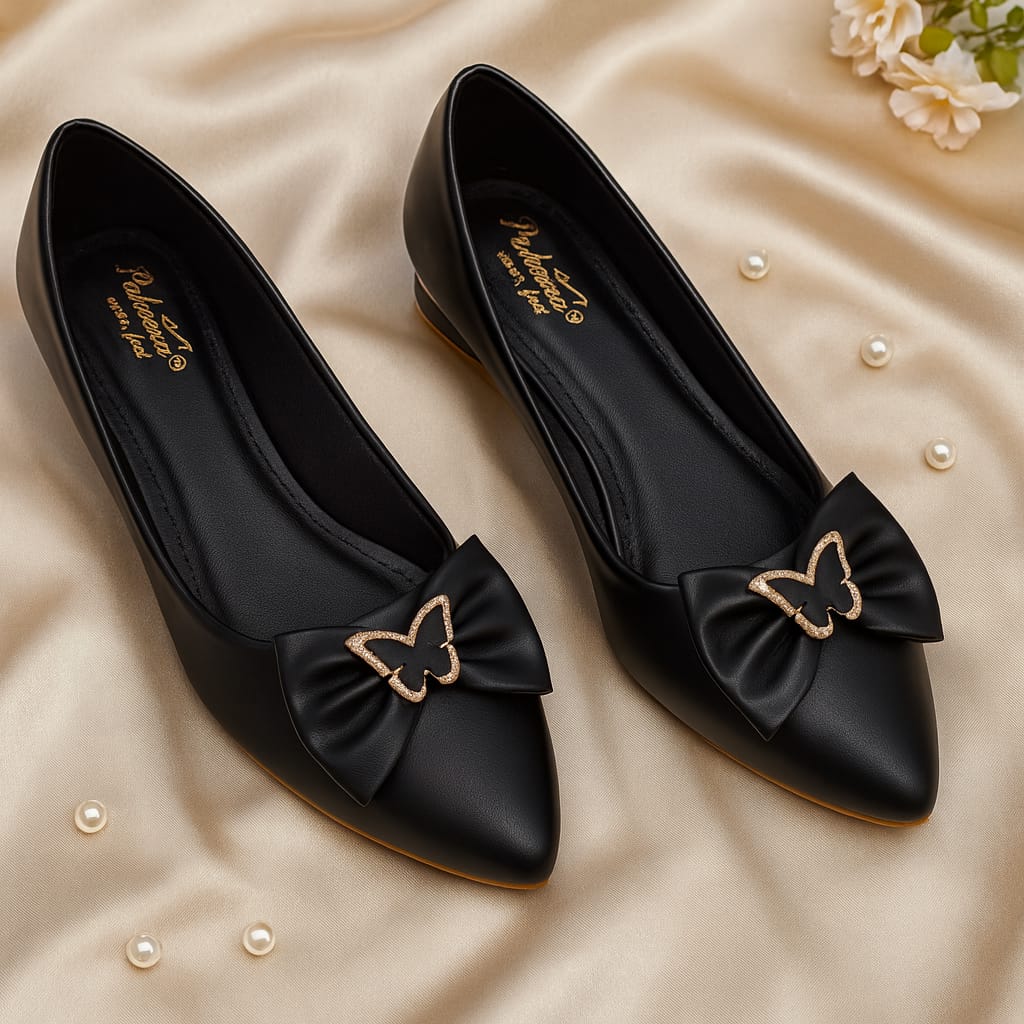 Elegant Butterfly Bow Pointed Toe Flats for Women – Stylish & Comfortable Office and Party Wear (LB-2003)