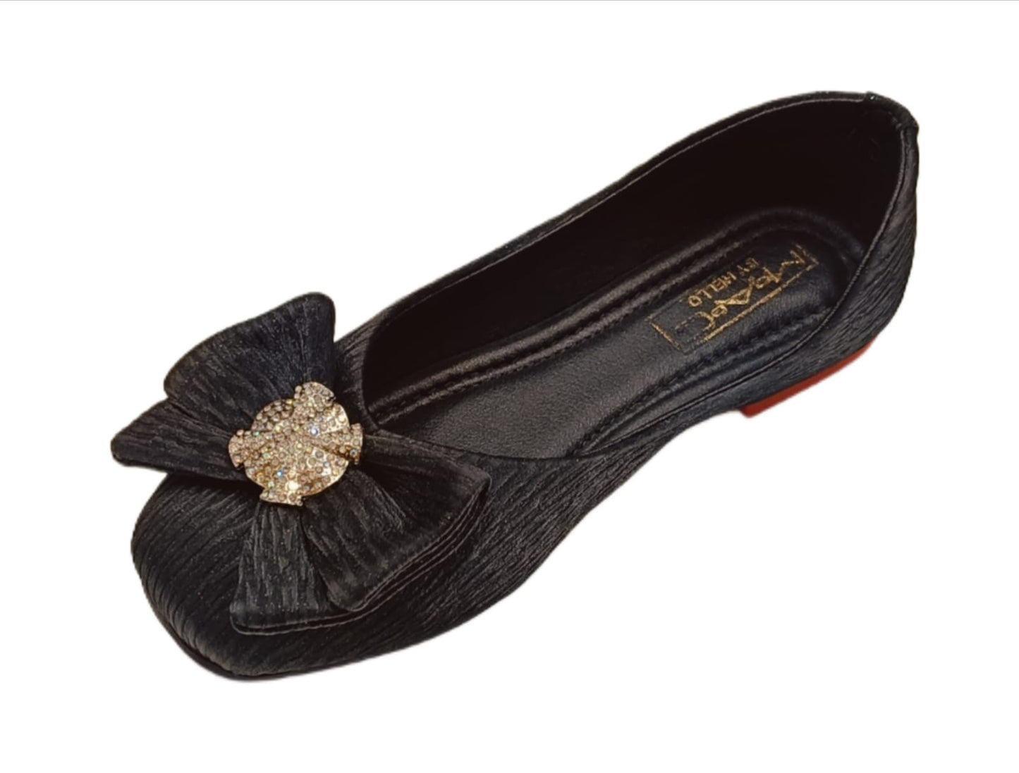 Kids’ Party Wear Ballerina Belly Shoes with Bow & Sparkling Stone Embellishment (KB-038)