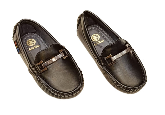 Stylish Kids’ Moccasin Loafers with Metal Bar (KL-018)