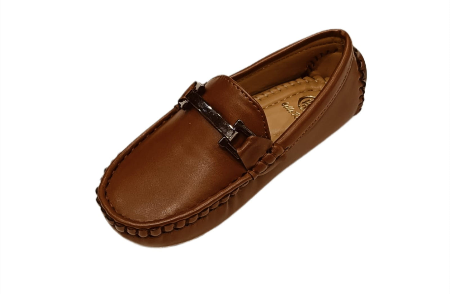 Stylish Kids’ Moccasin Loafers with Metal Bar (KL-018)