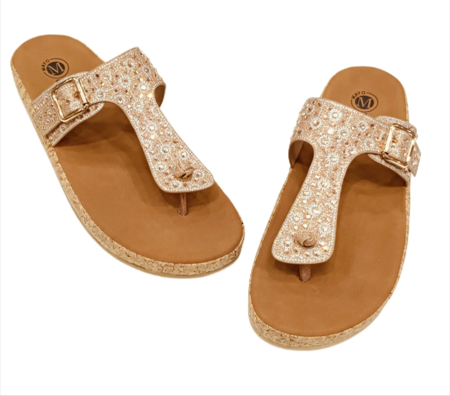 Women’s Embellished Toe-Ring Sandals with Cork Comfort Sole(LC-33044)