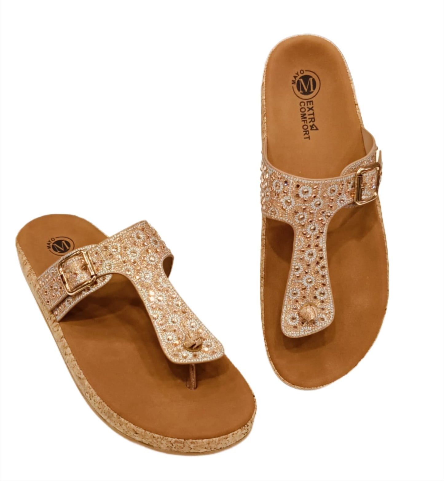 Women’s Embellished Toe-Ring Sandals with Cork Comfort Sole(LC-33044)