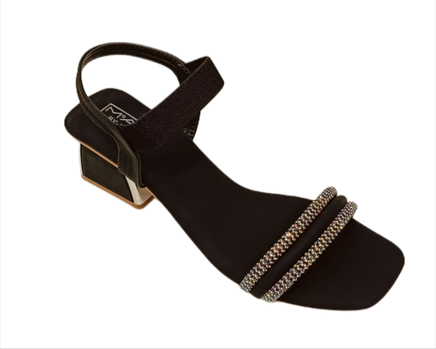 Mac by Hello Women’s Block Heel Sandals with Dual Crystal Strap (LC-536)