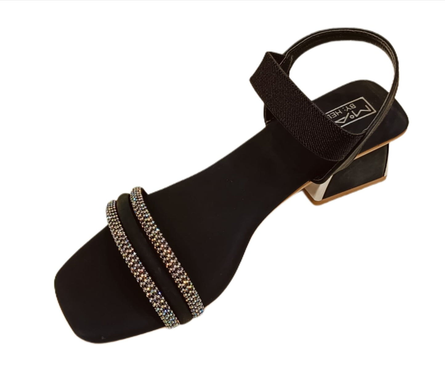 Mac by Hello Women’s Block Heel Sandals with Dual Crystal Strap (LC-536)