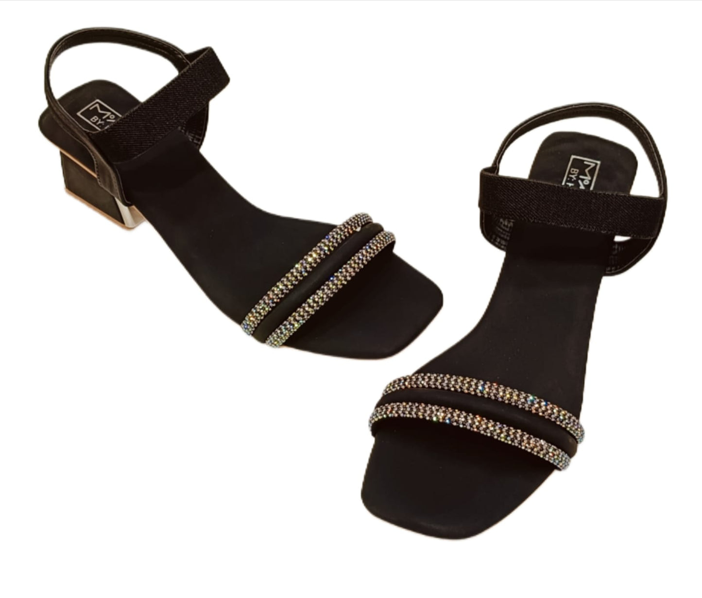 Mac by Hello Women’s Block Heel Sandals with Dual Crystal Strap (LC-536)