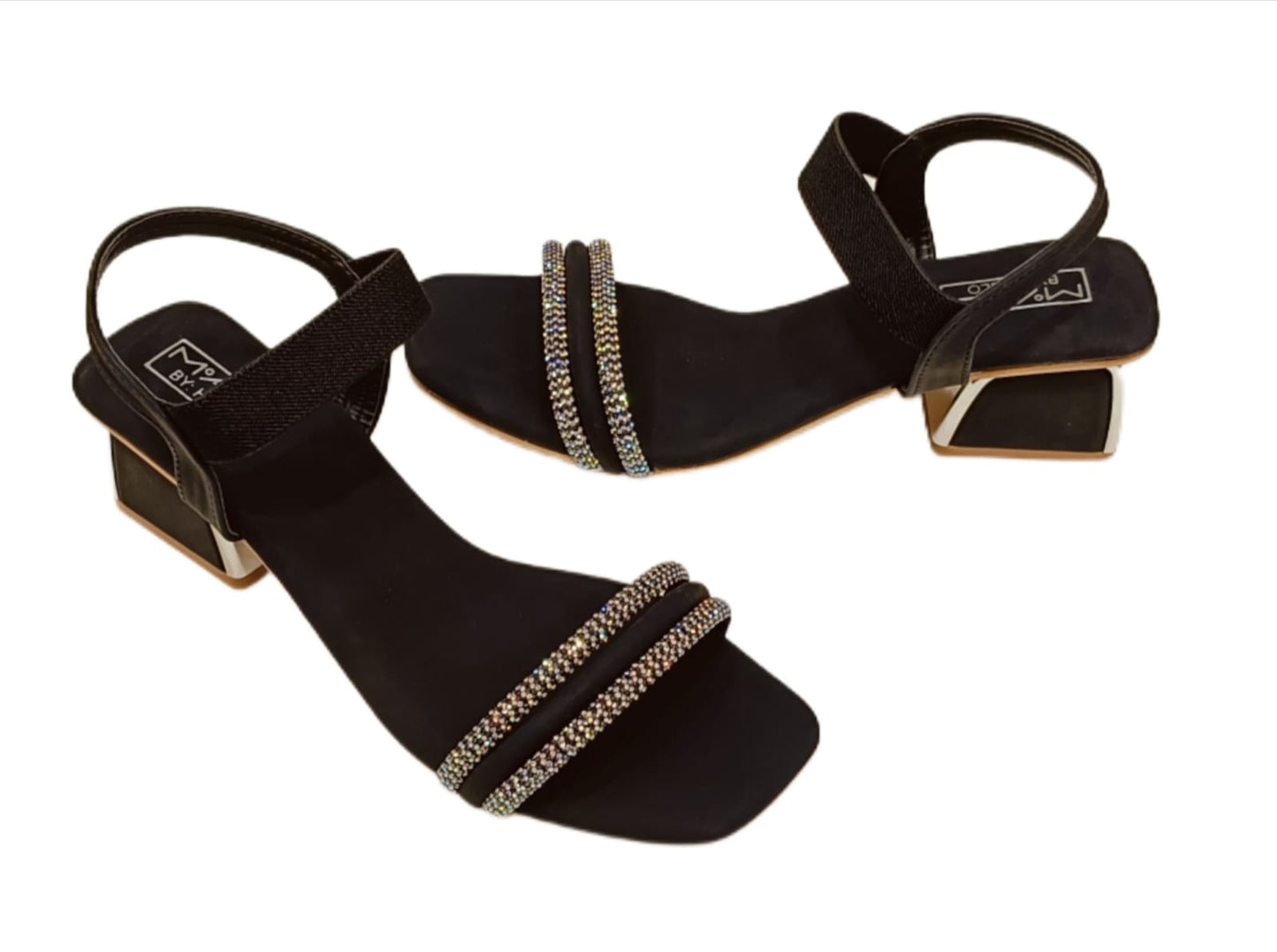 Mac by Hello Women’s Block Heel Sandals with Dual Crystal Strap (LC-536)