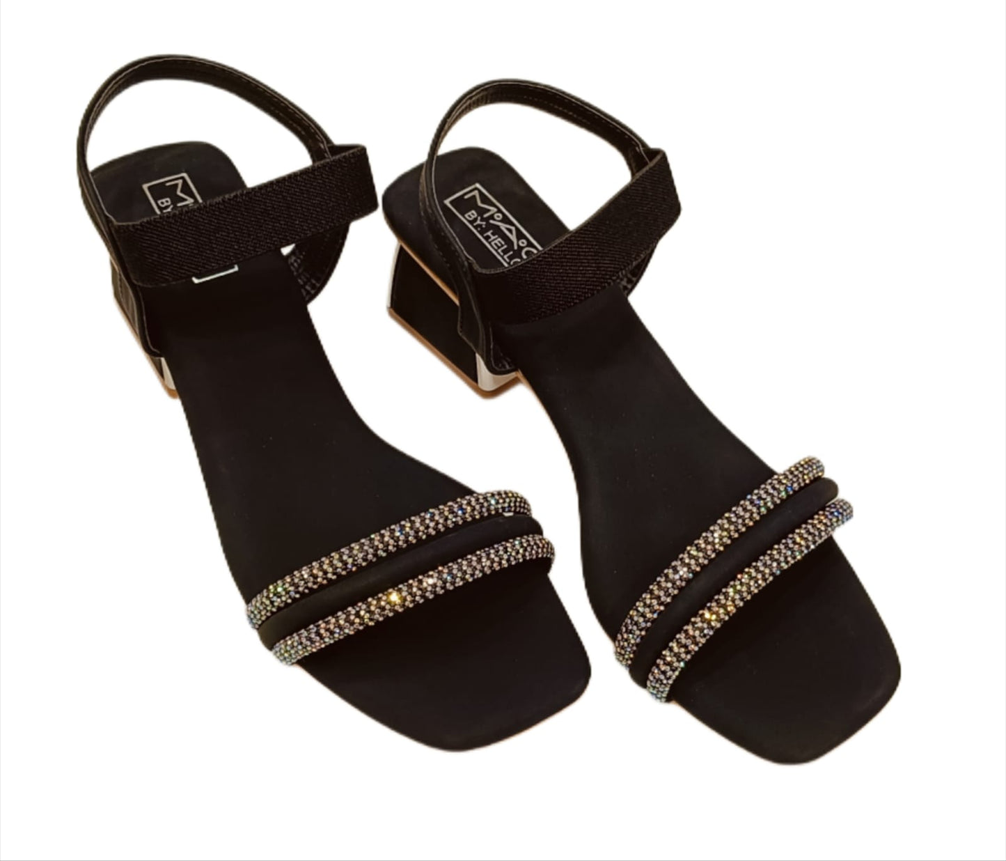 Mac by Hello Women’s Block Heel Sandals with Dual Crystal Strap (LC-536)