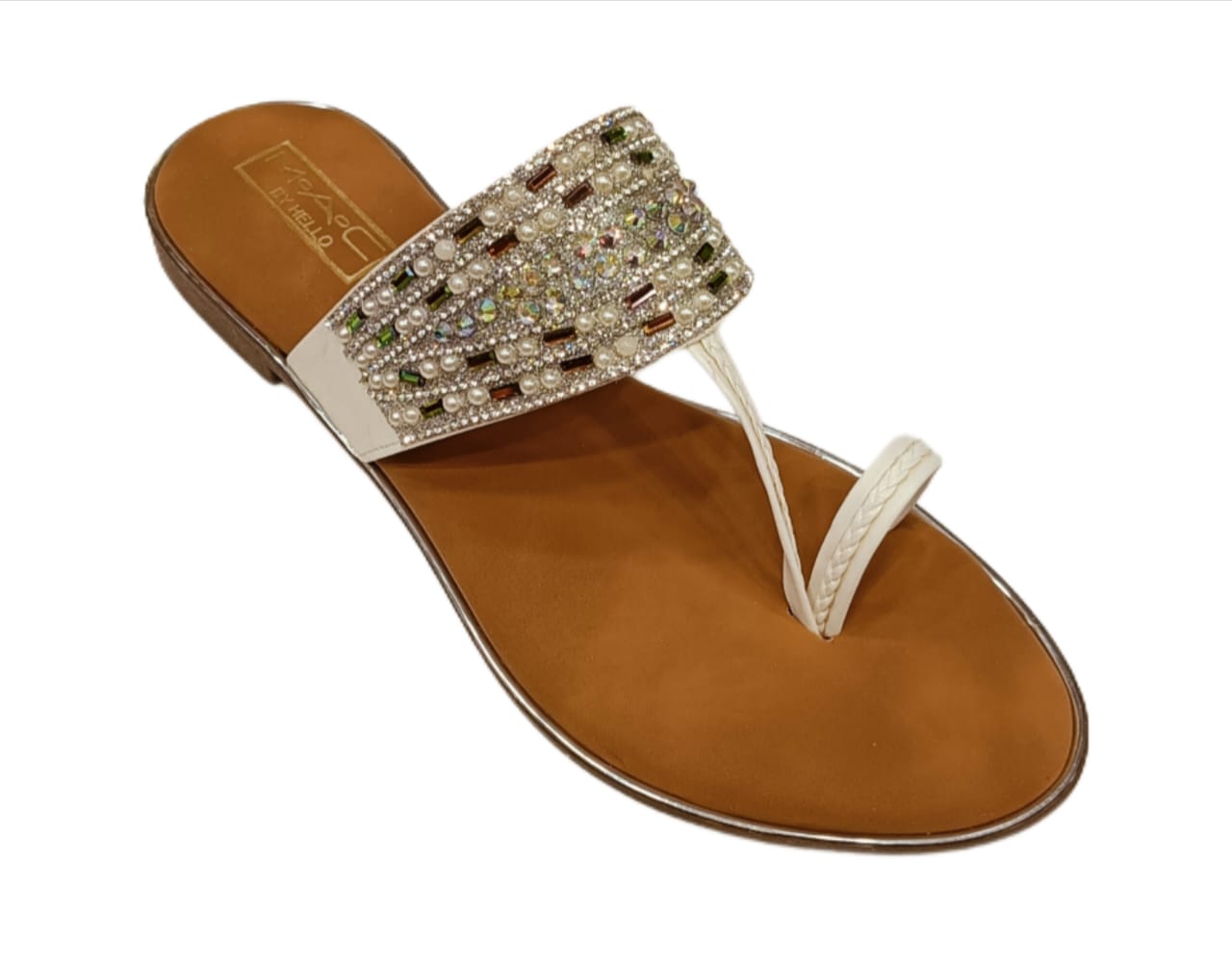 Women’s Embellished Ethnic Kolhapuri Flats with Toe Ring Strap (LC-771)