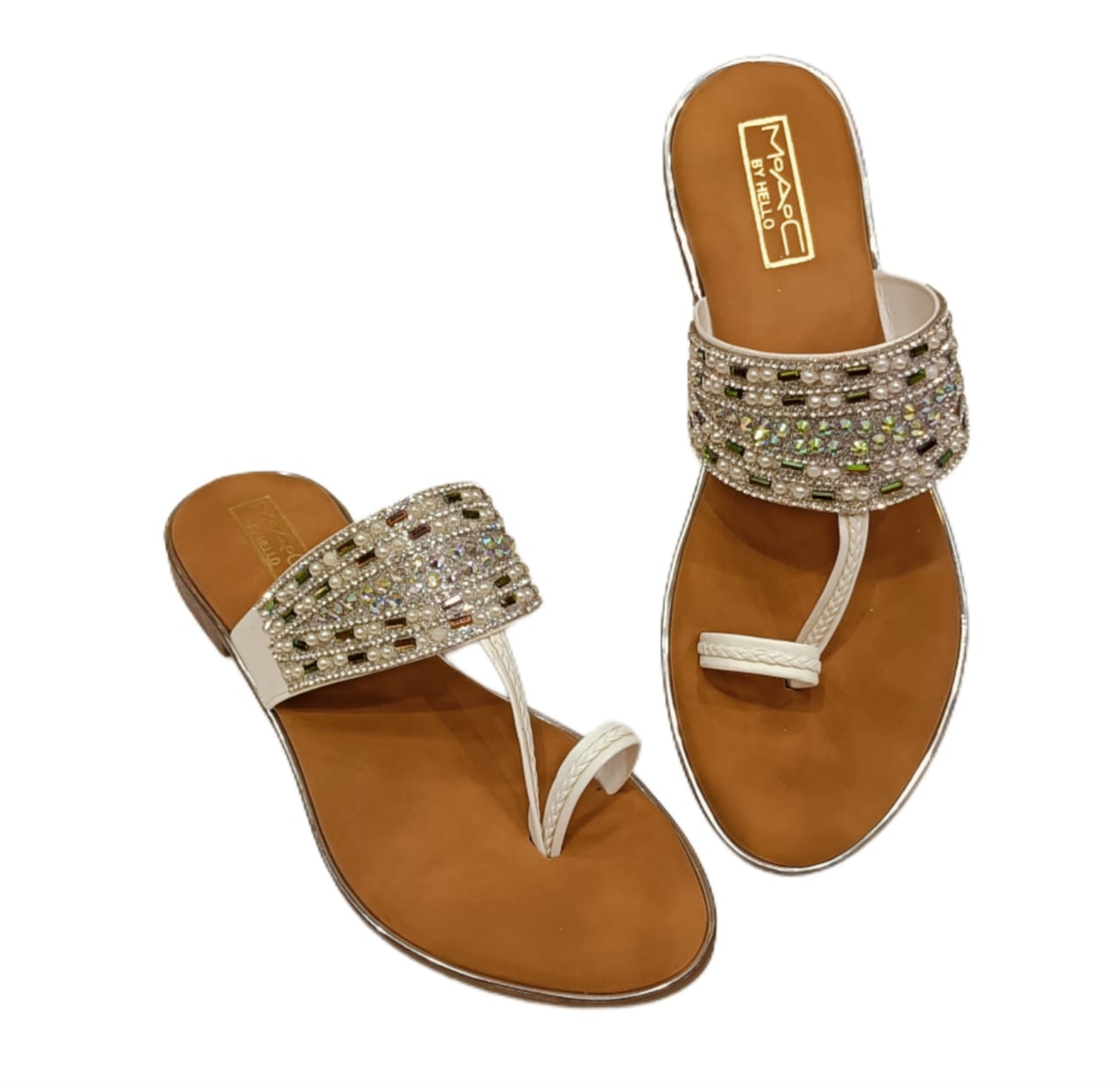 Women’s Embellished Ethnic Kolhapuri Flats with Toe Ring Strap (LC-771)