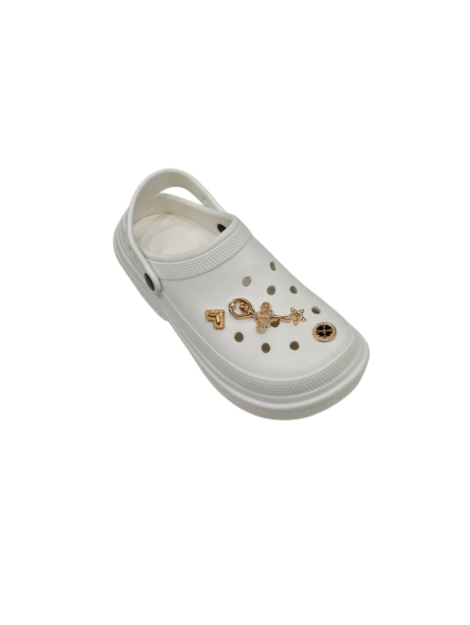 Women’s Stylish Embellished Clogs with Golden Charms – Lightweight & Comfortable Slip-On Sandals (KKN-E009)