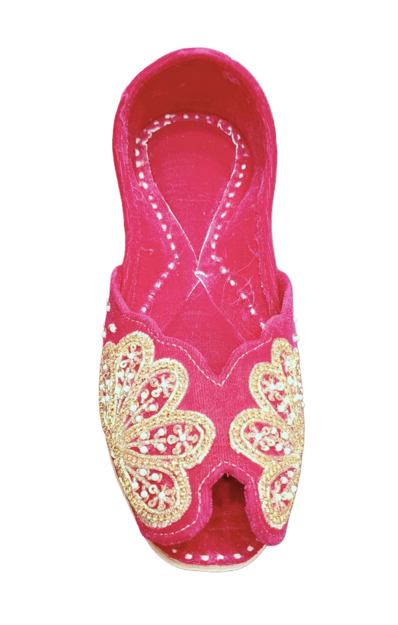 Women's Traditional Pink Embroidered Jutti - Open Toe Ethnic Footwear (LJ-054)