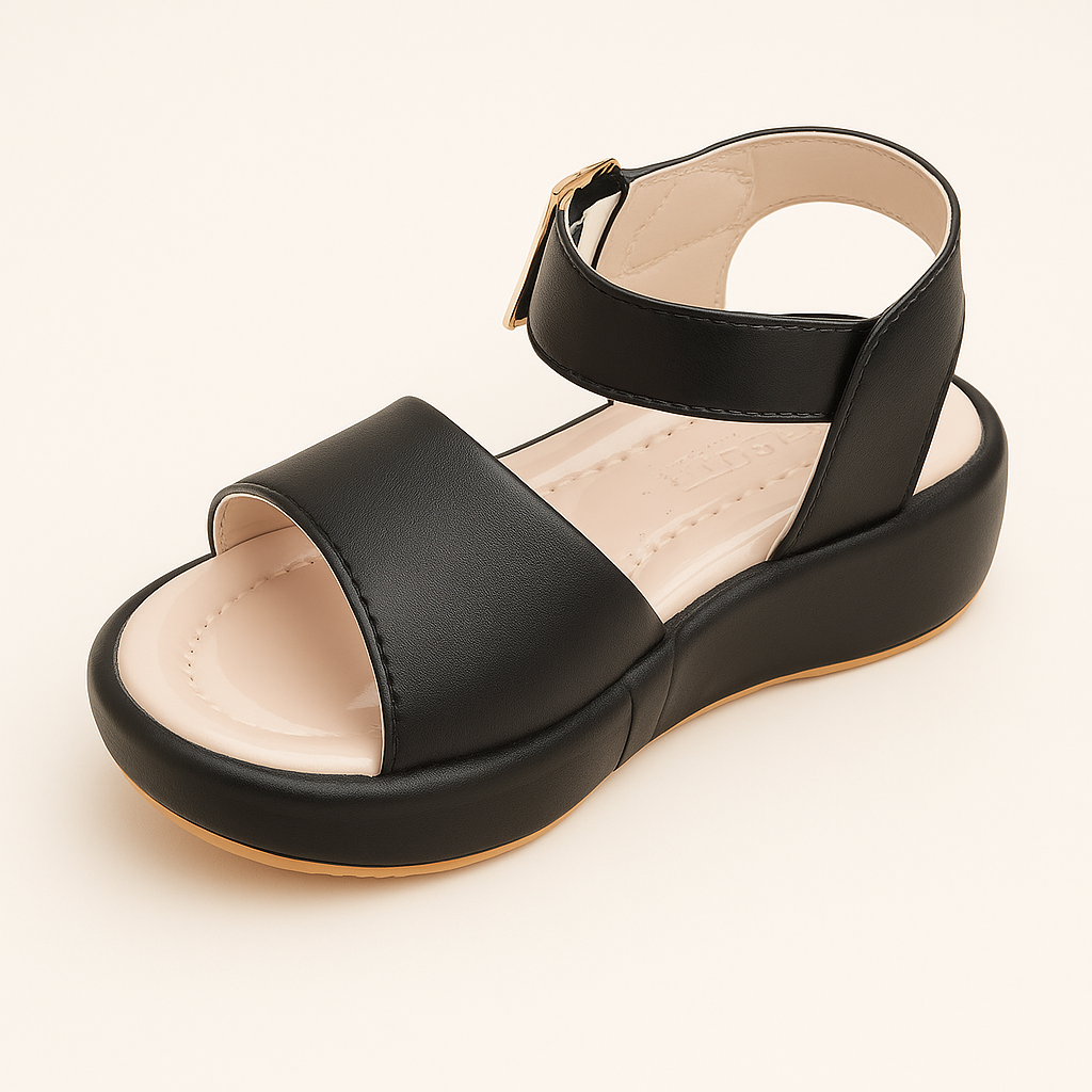 Elegant White Buckle Strap Sandals for Girls – Wedge Base Comfort Design (063/064)
