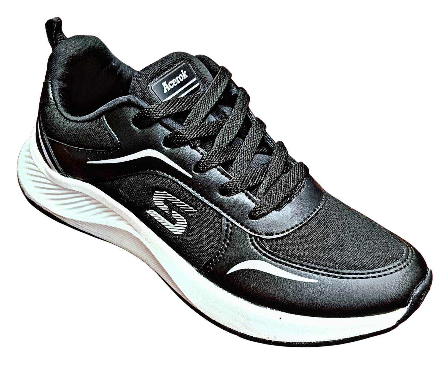 Acerok Men’s Lightweight Black Sports Running Shoes (synergy)