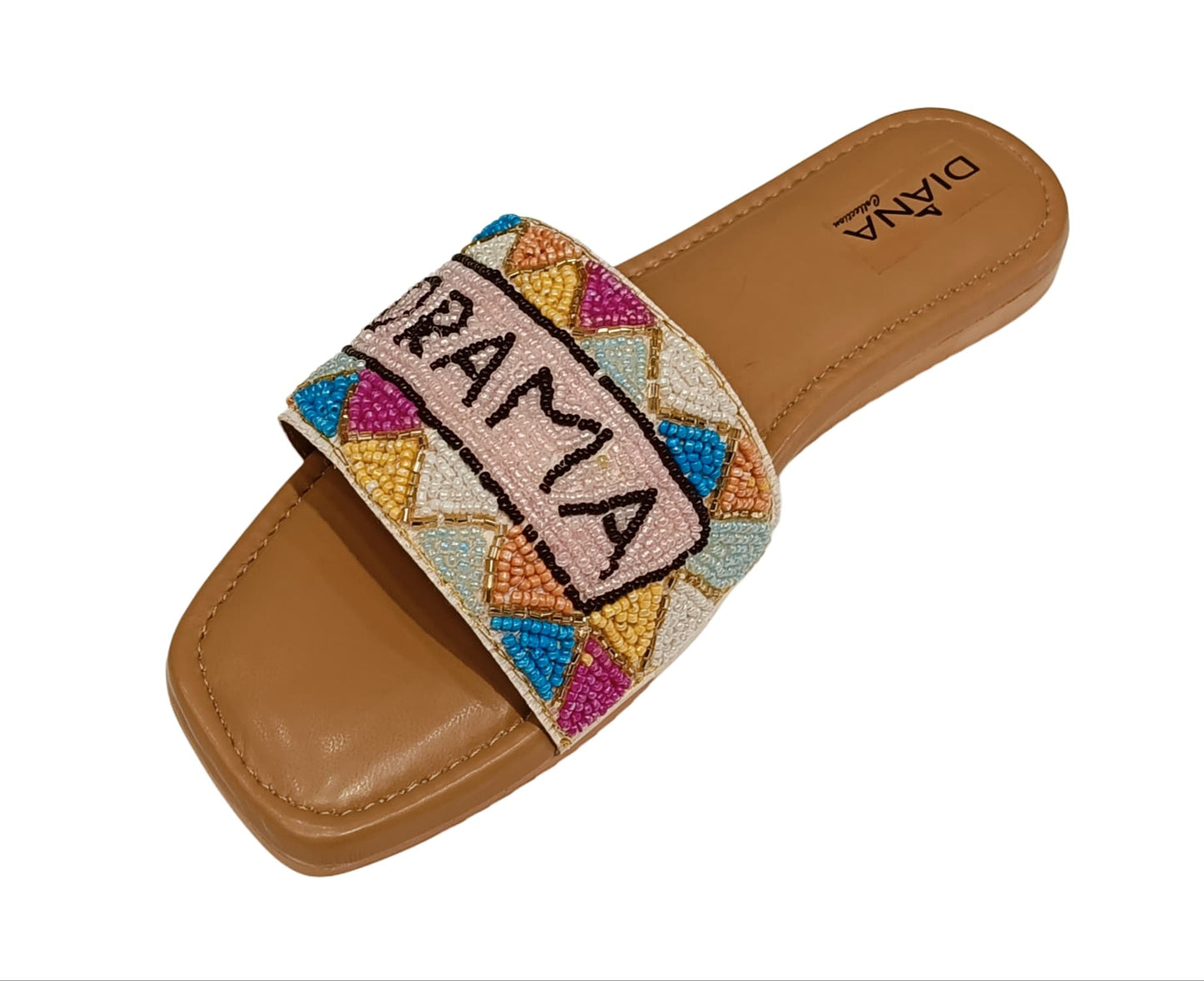 Women's Hand-Beaded "Drama" Embellished Slide Flats (LC-148)