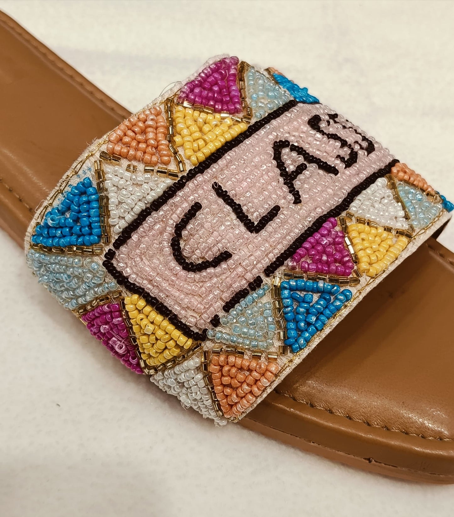 Women's Hand-Beaded "CLASSY" Statement Slide Flats (LC-SASSY)