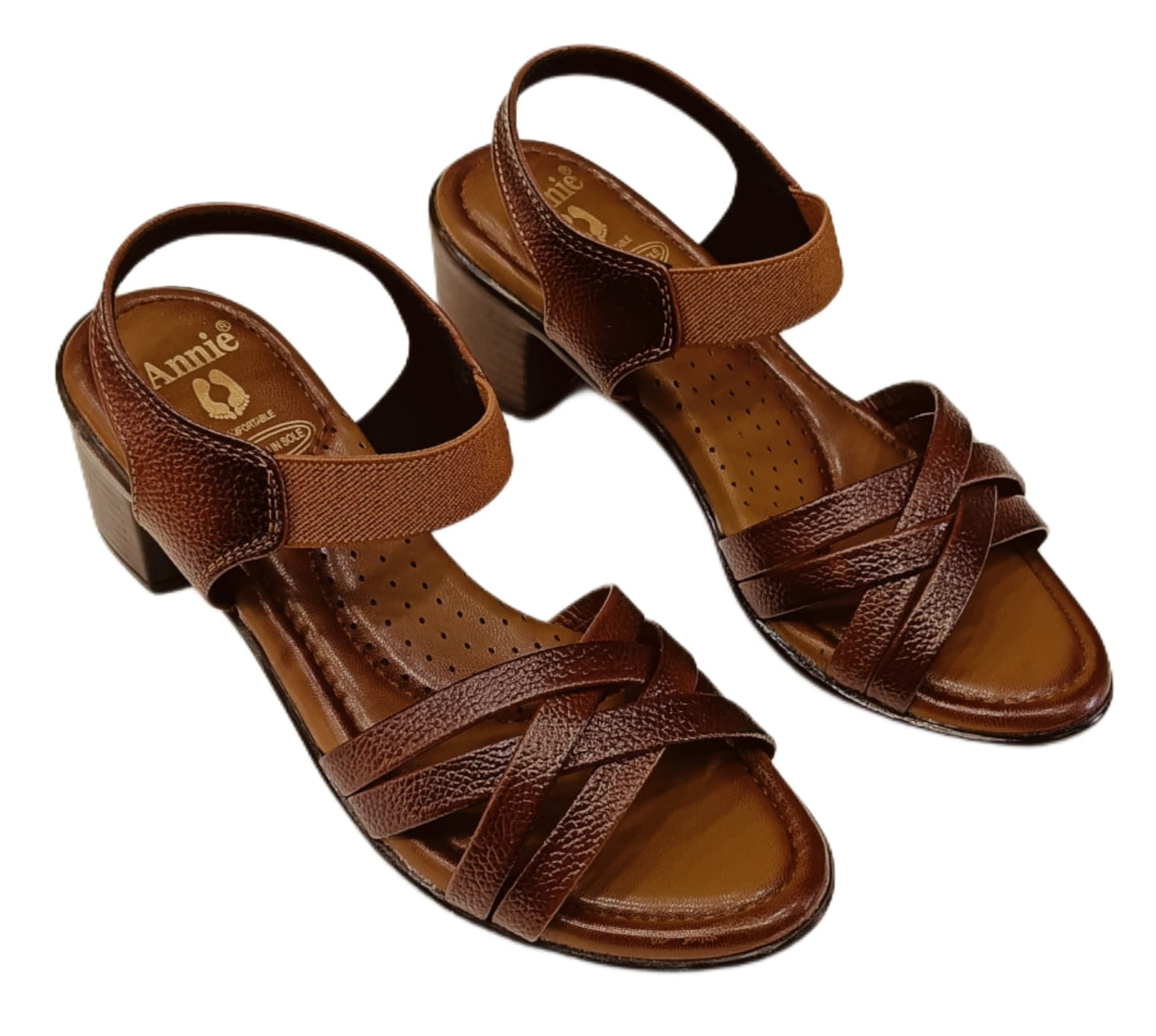 Annie Criss-Cross Strap Block Heel (8055)